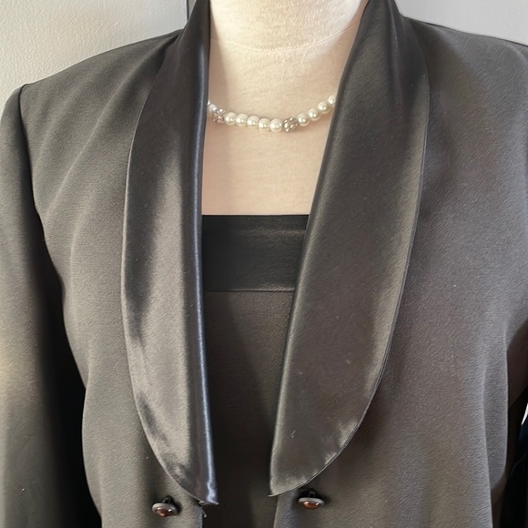 π¨π¦ Vintage Joseph Ribkoff Long Black Gown & Cropped Tuxedo Jacket, Size 10 - Picture 3 of 16